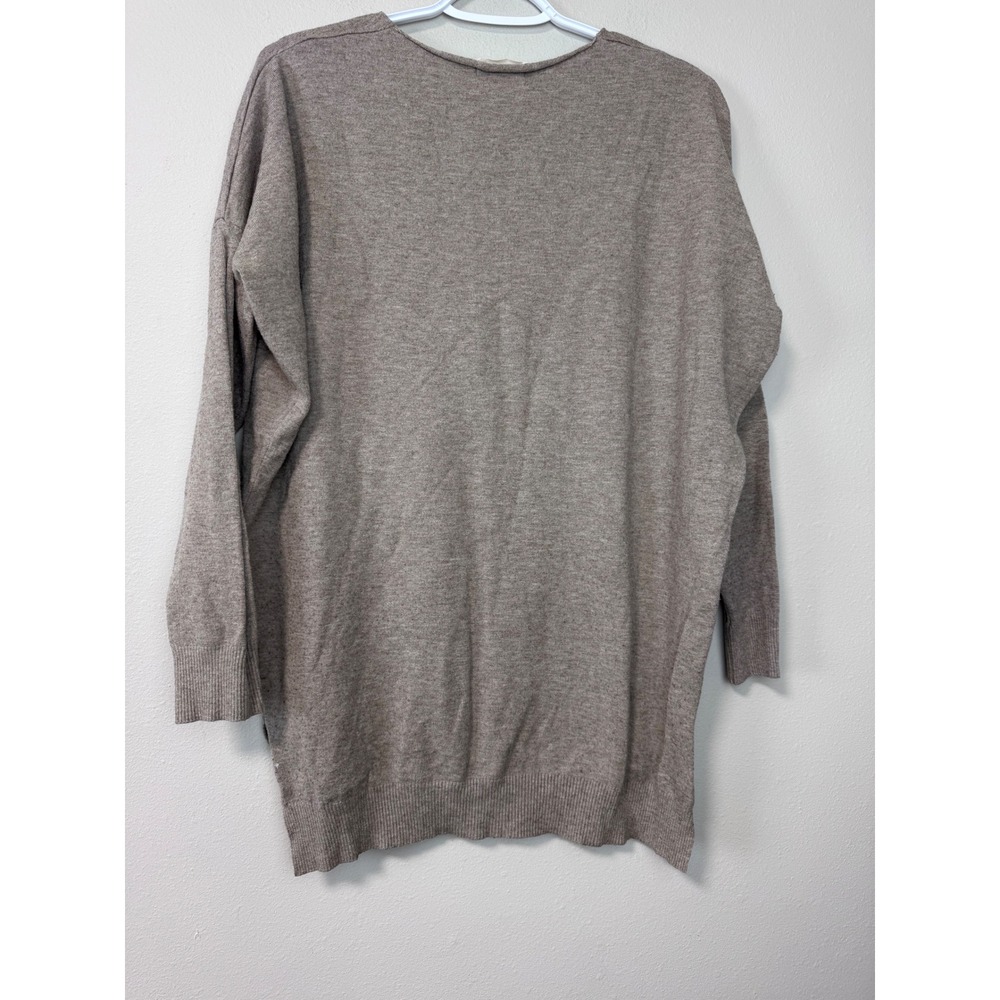 Dreamers Oatmeal V Neck Long Sleeve Soft Sweater Top Medium Large Cotton Blend